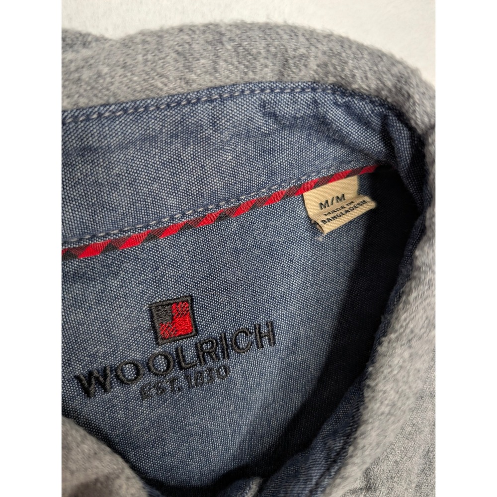 Woolrich Long Sleeve Button Down Shirt Gray Heathered Cotton Men's M - Picture 3 of 8